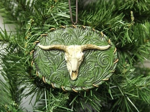 Cowboy, Western, Longhorn, Long Horn Skull, Rodeo Christmas Ornament - Picture 1 of 2