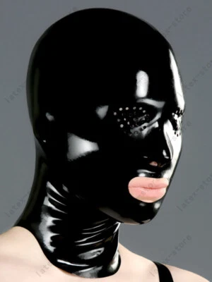 053 Latex Rubber Gummi Mask Hood Flyeyes customized catsuit 0.4mm clubwear cool  - Image 1 of 4