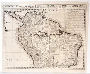 Antique map, Chatelain, Carte de la terre ferme du Perou, du Bresil et .., 1719 - Picture 1 of 1