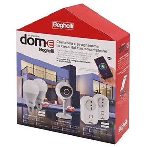 Beghelli Dome Smart Home Kit with 2 RGB Lamps, 1 HD Mini Camera, 2 Smart Sockets