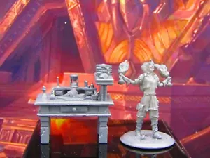 Personaggio modello miniatura scrivania alchimista pazza scienziata e officina - Foto 1 di 5