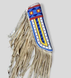 Cuchillo Nativo Americano Sioux Estilo Indio Cuentas Cubierta Cuchillo Cuero Vaina S823 - Imagen 1 de 3