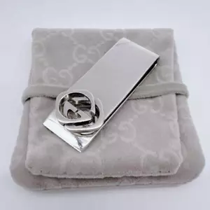 Gucci Interlocking Money Clip Silver Ag925 With Bag Made in Italy - Picture 1 of 9