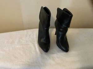 Lauren Ralph Lauren Leola Booties Black Leather High Heel Ankle Boots Size 8 - Picture 1 of 7