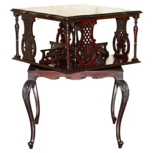 FINE ANTIQUE VICTORIAN AESTHETIC MOVEMENT MAHOGANY REVOLVING BOOKCASE BOOK TABLE - Picture 1 of 12