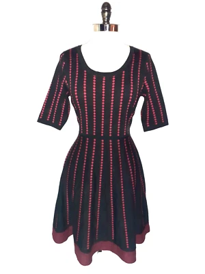 Vestido Suéter DANNY AND NICOLE Talla XL Negro Rojo Lunares Manga Corta Foto 1 de 4