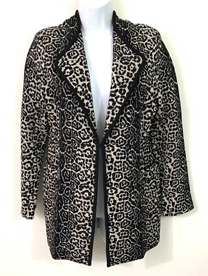 Blazer Carlisle Talla L Mujer Estampado Animal Tejido Cuello en V Chaqueta Elástica Foto 1 de 4