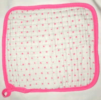Aden + Anais & Hot Pink Star Security Blanket Lovey Thumby White Muslin Cotton - Image 1 of 3