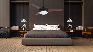 Vam leiserDeckenventilator Vega SCHWARZ 102cm Leuchte Fernbedienung Vor-Rücklauf - Bild 1 von 3