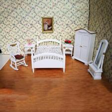 1/12 Dollhouse Miniature Mobili Camera da letto Set Letto Armadio Sedia da