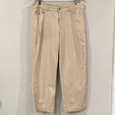 Pantalones Columbia Sportswear para mujer talla 12 beige 100 % algodón tiro medio rectos planos Foto 1 de 4