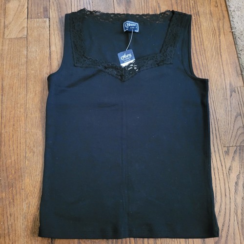LAUREN RALPH LAUREN Sz S Black Ralph Lauren Chaps Lace Lined V Neck Tank Top