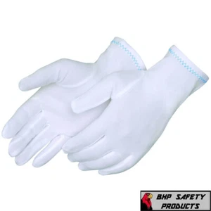 12 PAIR 1 DOZEN 100% NYLON INSPECTION GLOVES WHITE COIN JEWELRY MENS SIZE LARGE - Picture 1 of 3