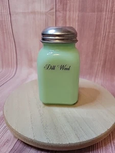 Vintage McKee Jadeite Dill Weed Square Green Glass With Lid 1930's  - Picture 1 of 14