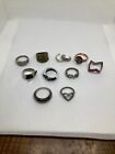 Lot Of 11 Mixed Off Unusual Metal Plastic Costume Rings,  Various Sizes