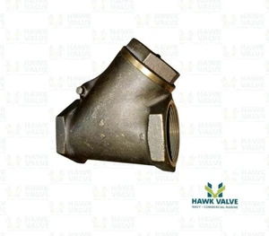 3" BRONZE 125 / 200 THREADED Y-PATTERN SWING CHECK VALVE - CRANE FIG. 37 - Picture 1 of 7