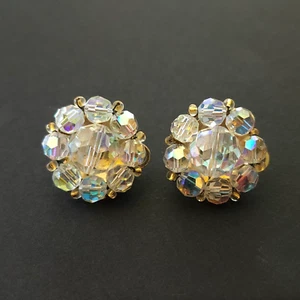 Vintage Marvella Cluster Clip On Earrings Signed - Picture 1 of 7