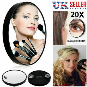 20X Magnifying Make Up Mirror Handheld Eyebrow Tweezing Eye Makeup Pocket Vanity - Picture 1 of 6