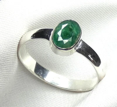 Smaragd Ring 925 Silber ovaler, fac. ca. 7 x 5 mm Edelstein Gr. 50 - 70 neu * - Bild 1 von 4