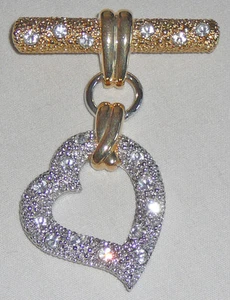 PRICED TO SELL! Bar Pin Heart Brooch, circa 1990, never worn. Very brilliant. - Picture 1 of 3