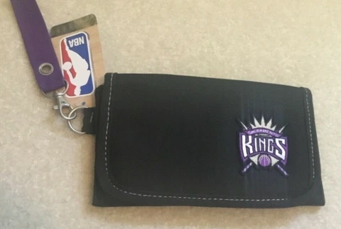NEW NBA Sacramento Kings Ribbon Organizer Wallet - 8" X 5" X.5" - Tri Fold Black Cover