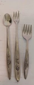Oneida Community My Rose 3 Piece Seafood Fork, Baby Fork, Youth Spoon FREE SHIP - Picture 1 of 3