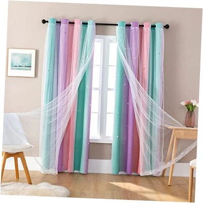  Cortinas opacas para 84 pulgadas de largo, decoración de dormitorio para niñas, ventana ombre  Foto 1 de 4
