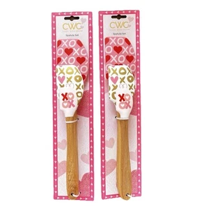 6pc Set Silicone Spatulas 3 Sizes XOXO Hugs & Kisses Cooking Spatula Love Hearts - Picture 1 of 2