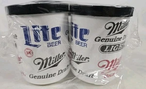 Lattina birra vintage Miller Lite polistirolo Koozie lotto di 4 coozie schiuma leggera Lifoam - Foto 1 di 4