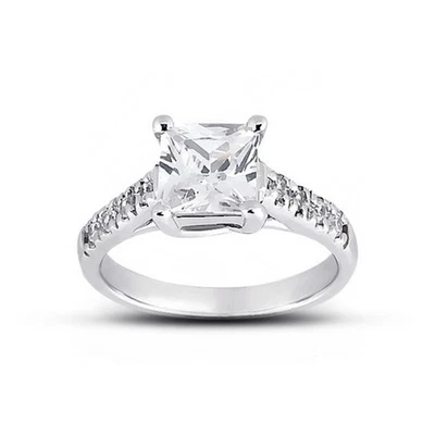 Diamantes naturales certificados de corte radiante H VS2 de 1 quilate 950 placas Anillo de piedra lateral Foto 1 de 3