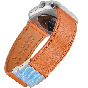 Französisches Ziegenleder Uhrenarmband mit Magnetschließe für Apple Watch Serie... - Bild 1 von 7