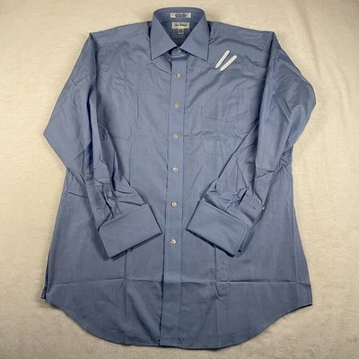 Paul Fredrick Dress Shirt Men 15 1/2 x 34 Blue 100% Cotton Pinpoint 15.5 - Image 1 of 4
