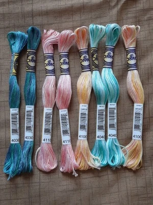 Lot of 8 DMC Embroidery Floss Color Variations Mouline Unused Duplicates - Image 1 of 2