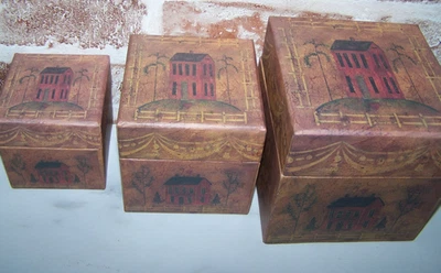 Bob’s Boxes  Primitive "The Farmhouse" Country Decor Heavy Nesting Set of - Image 1 of 4