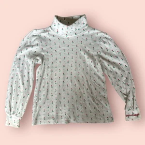 Vintage OshKosh B’gosh Logo Floral Turtleneck Size 6x White Red Tulips Flowers - Picture 1 of 5