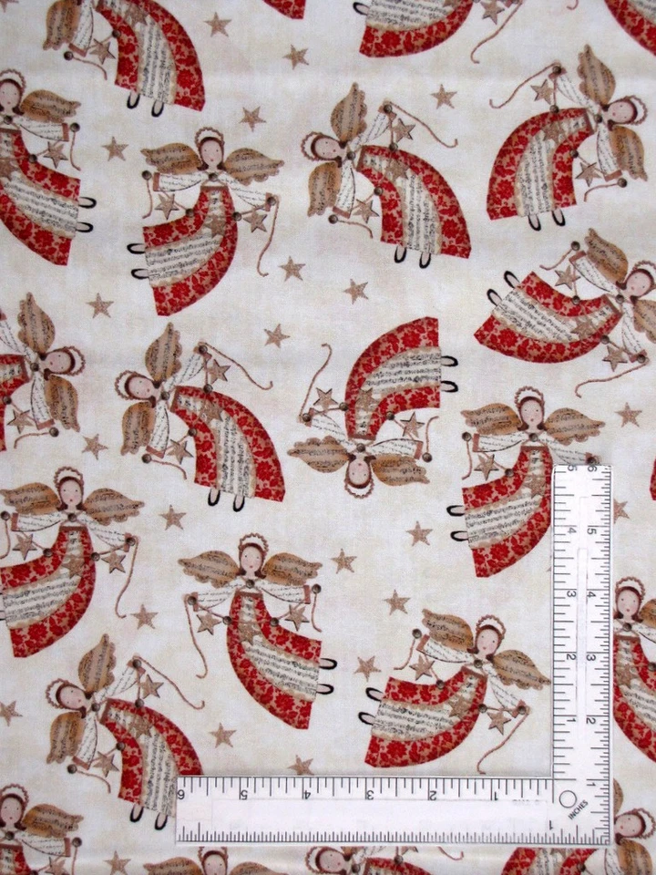 Tela Estrellas Ángeles Navidad - Por Yarda - Religioius Angel Algodón Benartex Foto 1 de 1