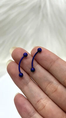 Par de halteres de língua olhos de cobra 16G 14mm aço cirúrgico folheado a PVD 9 cores - Imagem 1 de 3