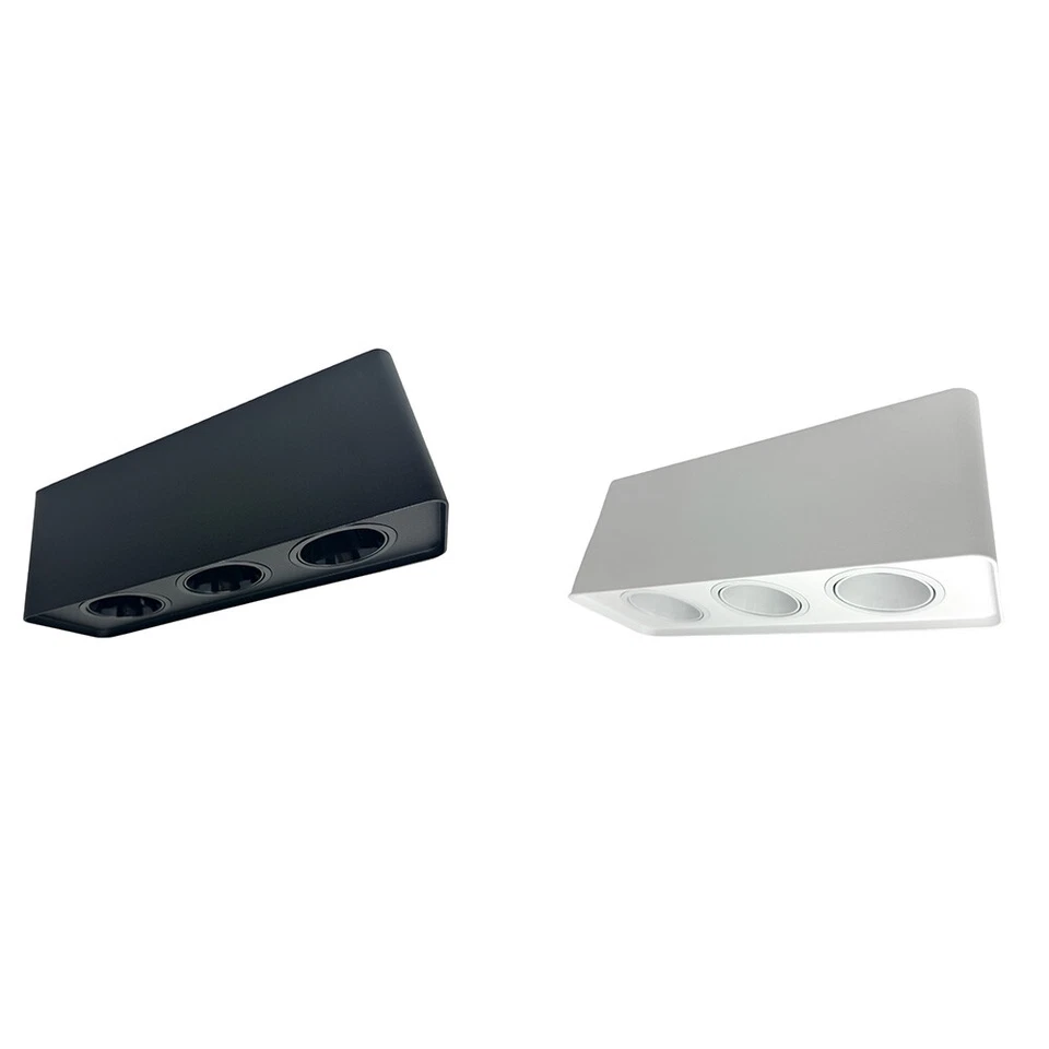 Portafaretto triplo orientabile per montaggio esterno mini plafoniera x soffitto - Immagine 1 di 1