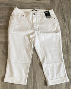 Simply Vera VERA WANG Denim Capri White Frost Jeans Cropped Power Stretch - Picture 1 of 4