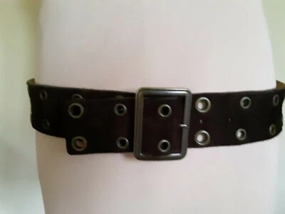 ¿Vintage? Cinturón de gamuza marrón oscuro para mujer - Hippie BOHO - ancho con agujeros "Remaches"?Talla S- Foto 1 de 3