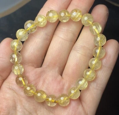 Natural Golden Rutilated Crystal Super Energetic Beads Bracelet 8mm - Image 1 of 4