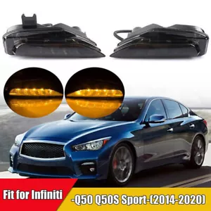 Pair LED Fog Turn Signal Light Lamp Smoked For Infiniti Q50 Q50S Sport 2014-2020 - Picture 1 of 7