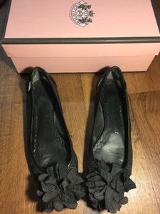 Juicy Couture Shoes VERO CUOIO Size 7.5 M Black Ashley Metallic Linen PEWTER - Picture 1 of 9