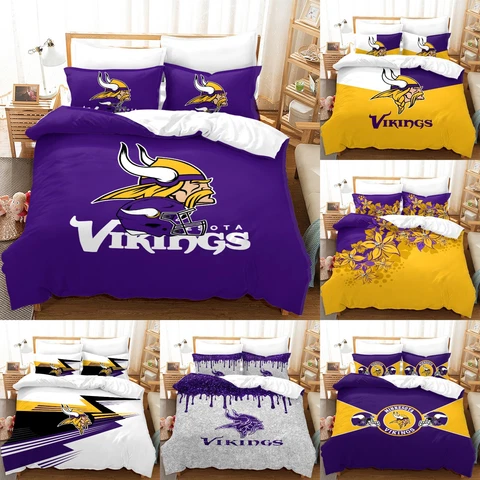 Minnesota Vikings 3 Piece Duvet Cover Set Pillowcase Cotton Blend Bedding Set Cover