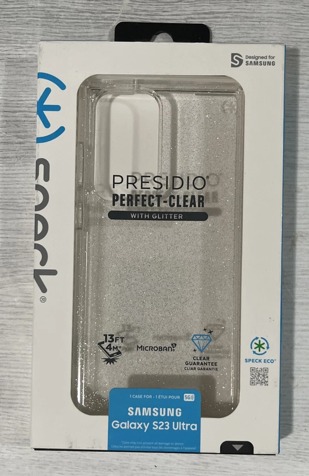 Speck Presidio -Clear with Glitter Case for Samsung Galaxy S23 Ultra