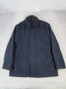 Calvin Klein Coat Mens Large Blue Black Wool Blend * - Picture 1 of 10