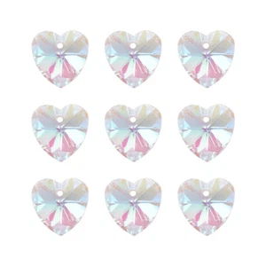 100pcs Clear Glass Heart Pendants Faceted AB Color Dangle Charms Valentines 14mm - Picture 1 of 10