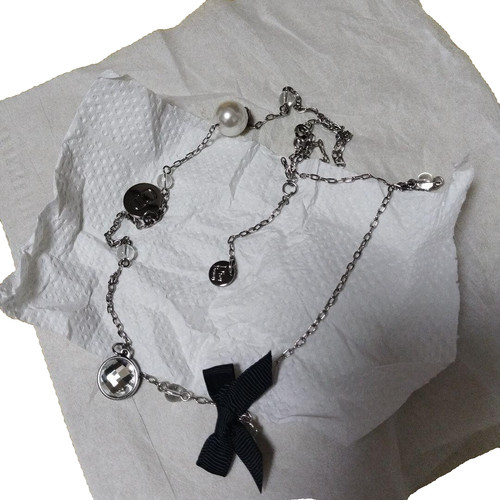 Collana Christian Dior nastro perle stella argento donna