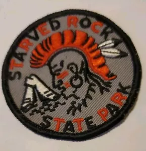 Patch vintage MOHAWK CAPELLI ROSSI AFFAMATI ROCK STATE PARK Illinois - Foto 1 di 3