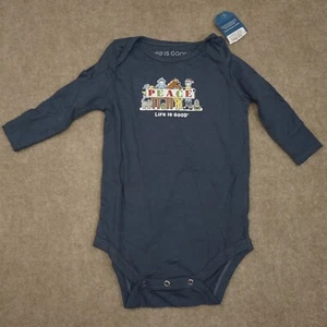 Toddler Bodysuit Life is Good “Peace” Navy Blue Long Sleeves 18-24 Months NWT - Picture 1 of 9
